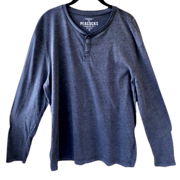 PEACOCKS Ltd from UK Gray Long Sleeve Top Henley Mens XL - Picture 6 of 13